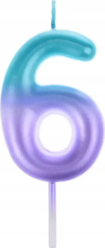 Qiri ditëlindjeje Candle 6 Ombre, numri 6, 6 cm, ombre