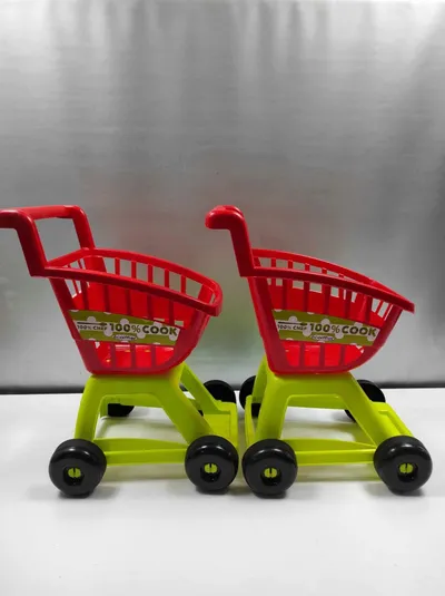 Karrocë lodër supermarket Ecoiffier Empty, plastike, me 4 rrota, e kuqe jeshile - 3