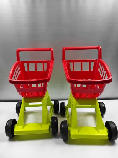 Karrocë lodër supermarket Ecoiffier Empty, plastike, me 4 rrota, e kuqe jeshile - 4
