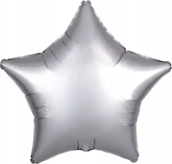 Balonë dekorative Amscan Silver Lustre Satin Star, 48cm, folie, argjendi satin