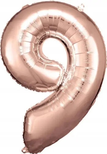 Balonë heliumi Amscan Super Shape, numri 9, 63 x 86 cm, ngjyrë rozë ari