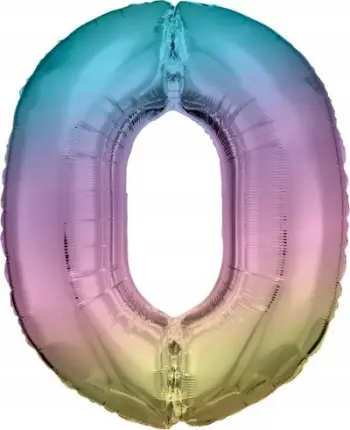 Balonë folie ALBI numri 0, 86cm, pastel rainbow