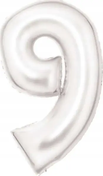 Balonë folie numri 9, 86cm, satin e bardhë