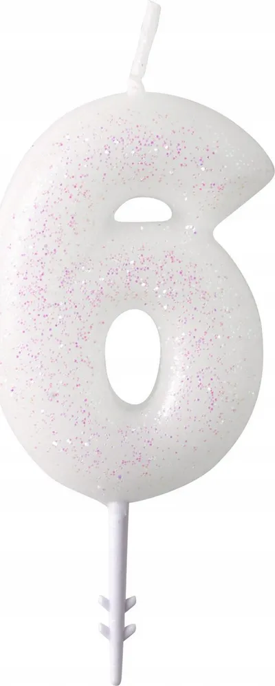 Qirinj numrash Riethmüller Number Candle 6, me shkëlqim, 6.5 cm, të bardhë, set 5 copë - 1