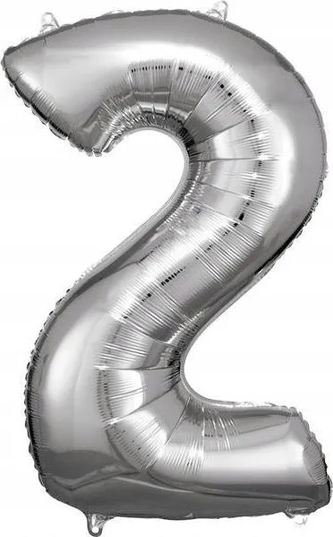 Balonë folje Amscan Super Shape, numër 2, 50 x 88 cm, argjendtë - 1