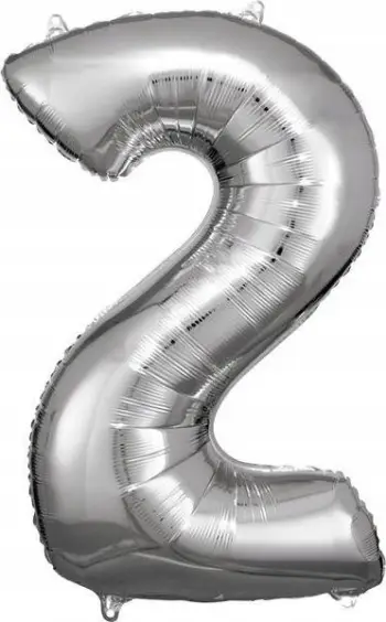 Balonë folje Amscan Super Shape, numër 2, 50 x 88 cm, argjendtë