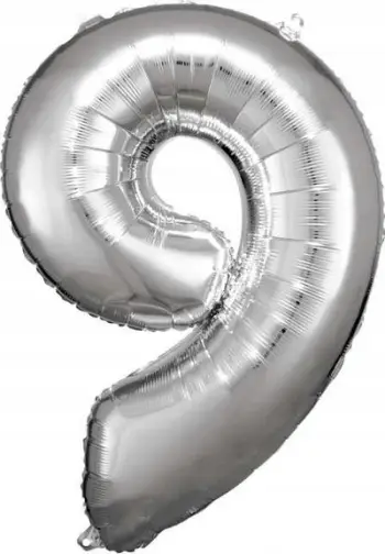 Balonë folje Amscan Super Shape, numri 9, 63 x 86 cm, argjend