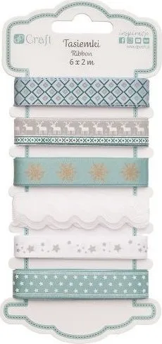 Set fjongosh dekorative Craft Sensations Azure Seren, 6 copë, 6 x 2 m, mint dhe të bardha - 1