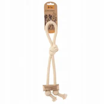 Lodër për qen Dingo Coffee Wood, 37 cm, biodegraduese, me litar bezhë