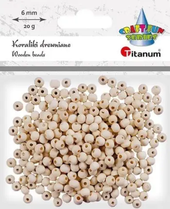 Rruaza druri Titanum Wooden Beads Round, 6 mm, 20 g, ngjyrë natyrale