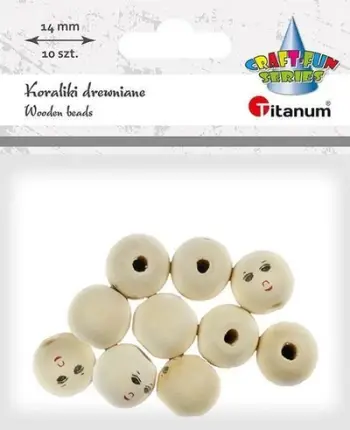 Rruaza druri Titanium Craft Fun, 14mm, fytyrë e vizatuar, 10 copë