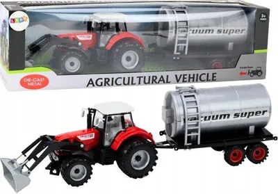 Lodër traktor me cisternë Leantoys, 58 cm, plastikë, i kuq - 1