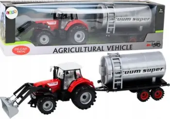 Lodër traktor me cisternë Leantoys, 58 cm, plastikë, i kuq