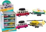Lodër makinë off road Metal Drive me rimorkio dhe varkë ose helikopter, mekanizëm me fërkim, metalike, shumëngjyrëshe - 1