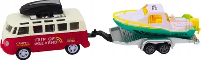 Lodër makinë off road Metal Drive me rimorkio dhe varkë ose helikopter, mekanizëm me fërkim, metalike, shumëngjyrëshe - 2