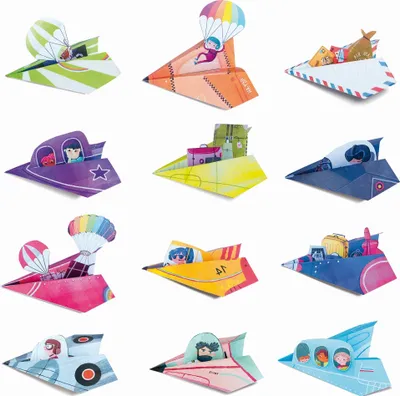 Set origami për fëmijë Ludattica Easy Origami Airplanes, 12 aeroplanë, 5-10 vjeç, shumëngjyrësh - 2
