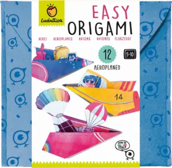 Set origami për fëmijë Ludattica Easy Origami Airplanes, 12 aeroplanë, 5-10 vjeç, shumëngjyrësh