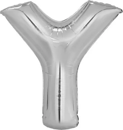 Balonë shkronjë Amscan Y, folie, 86cm, argjendi - 1