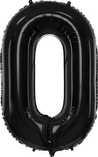 Balonë XXL me numrin 0, 86cm, folie metalike, e zezë