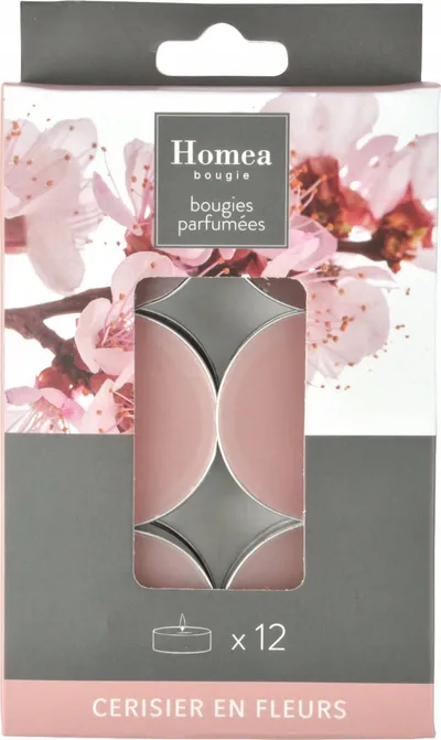 Qirinj aromatikë tealight Scented Tealights Cherry Blossom, set 12 copë, aromë lule qershie, rozë - 3