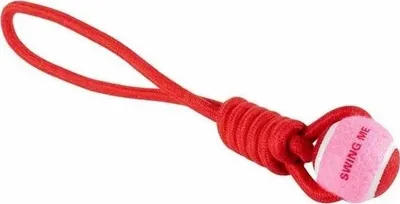 Lodër për qen Coockoo Catch Me, top tenisi, me litar, rozë e kuqe - 1