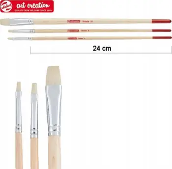 Set penelash të sheshtë Royal Talens Art Creation, 3 copë, për akrilik dhe vaj, druri natyral
