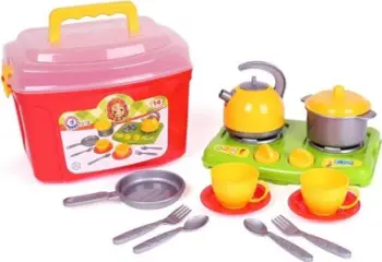 Set kuzhine për fëmijë Technok, 14 pjesë, me valixhe plastike, shumëngjyrësh