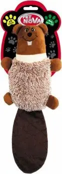 Lodër pelushi për qen Aqua Nova PetNova Beaver, me fishkëllimë, 47cm, kafe