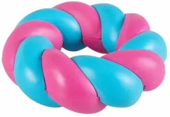Lodër për qen Coockoo Mallow Ring, unazë gome e fortë, rozë e kaltër