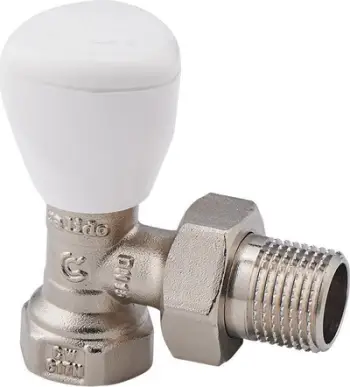Valvul këndore radiatori Calido 1/2", 16 bar, metalike, e bardhë