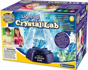 Set eksperimental Brainstorm Toys Light up Grow Your Own Crystals Lab, lodër STEM, me dritë LED, shumëngjyrëshe