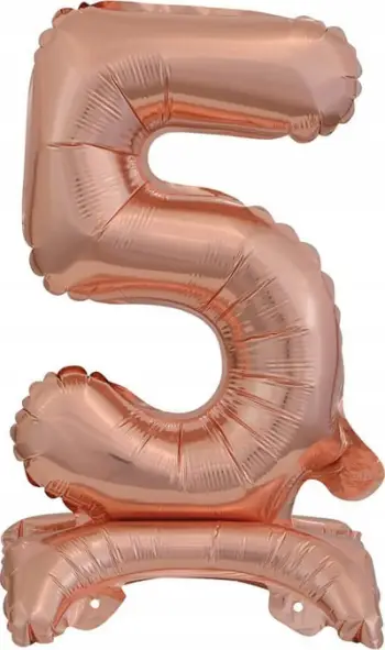 Balon dekorativ me numër Mini Foil, 5, në qëndrim, rose gold