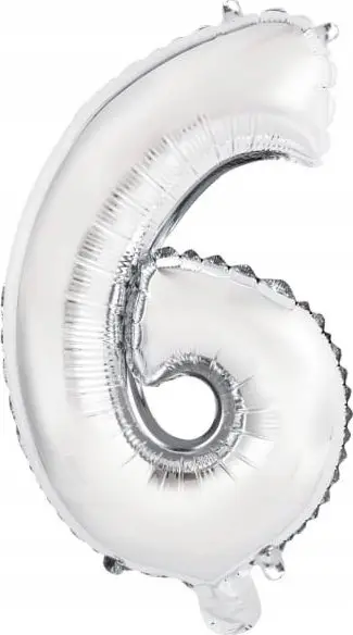 Balonë foli numër 6 mini, 33 cm, argjendtë