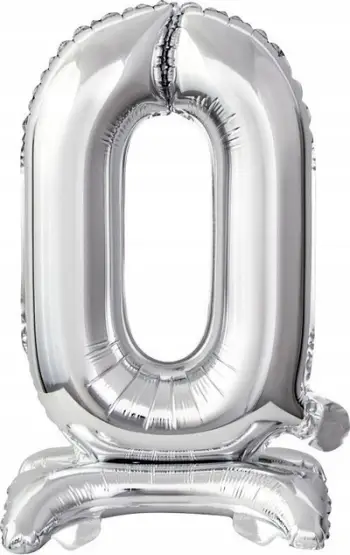 Balon mini folie shifër 0 me qëndrim, 22x40cm, argjendi