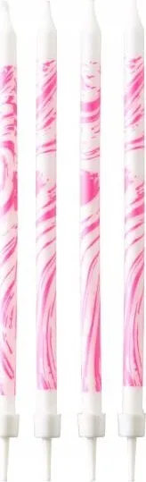 Kandila për ditëlindje Party 12 Candles Birthday Marbled Pink, 12 copë, 12 cm, rozë mermeri - 1