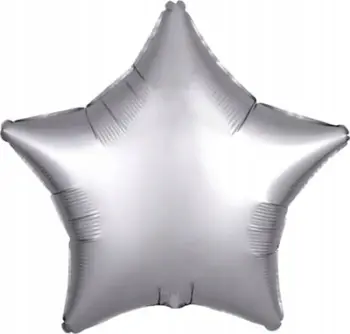 Balonë yll satinë PartyDeco, 48cm, foil, argjend