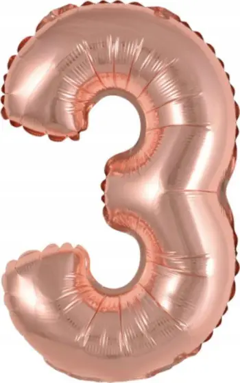 Balon mini folie numri 3, 25x40cm, rose gold