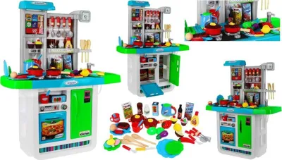 Kuzhinë lodër Ramiz Kitchen My Little Chef, me sobë interaktive, rubinet me ujë, blu jeshile - 3