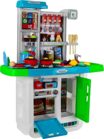 Kuzhinë lodër Ramiz Kitchen My Little Chef, me sobë interaktive, rubinet me ujë, blu jeshile - 6