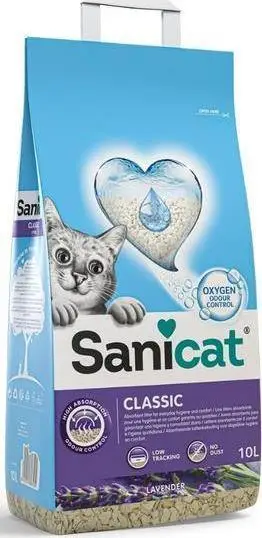 Rërë higjienike për mace Sanicat Classic Lavender, 10L, absorbim i lartë, gri