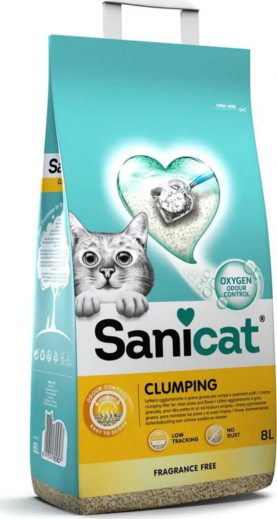 Rërë higjienike për mace Sanicat Clumping Unscented, 8L, pa aromë - 1