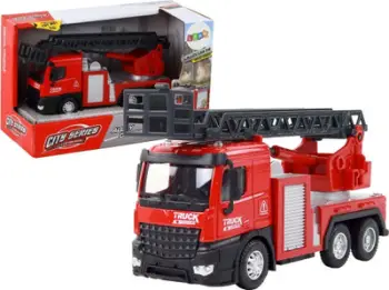 Lodër kamion zjarrfikës Leantoys Fire Truck, shkallë teleskopike, 1:32, i kuq