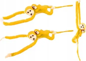 Maskotë pelushi Lean Toys Monkey me bebe, 90 cm, e verdhë