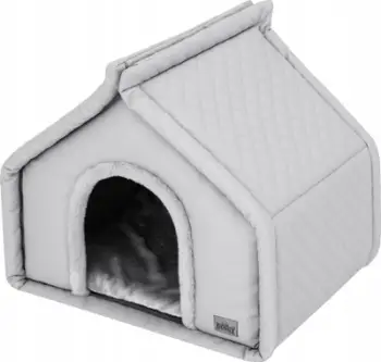 Shtëpi për qen DIAMOND Kennel R1, 42x32x43 cm, lëkurë eko, gri