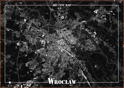 Poster dekorativ Art-Map, Wrocław, A1, bardh e zi - 1