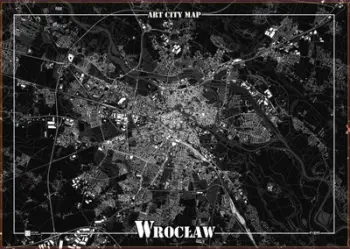 Poster dekorativ Art-Map, Wrocław, A1, bardh e zi