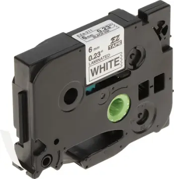 Rrip etiketimi Brother TZE-211, 6mm, 8m, i bardhë me tekst të zi
