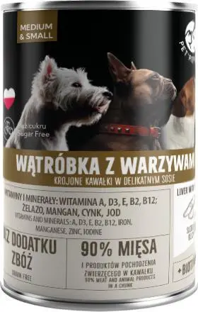 Konservë e lagësht për qen Pet Republic, me mëlçi dhe perime, 400 g
