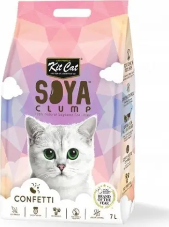 Rërë higjienike për mace Kit Cat Soya Clumping Confetti, 7L, bimore