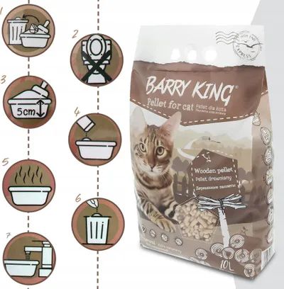 Rërë higjienike për mace Barry King Wooden Pellet, peleta druri, 10L - 4